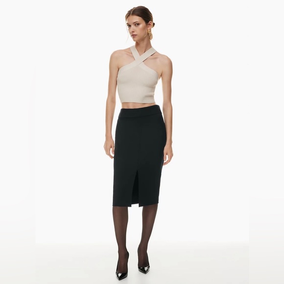 Aritzia Babaton Sculpt Knit Criss Cross Cropped Tank in Matte Pearl - Picture 3 of 11